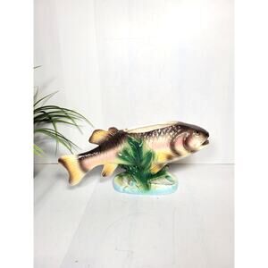 Vintage Fish Planter Rainbow Trout, Ceramic Lipco
